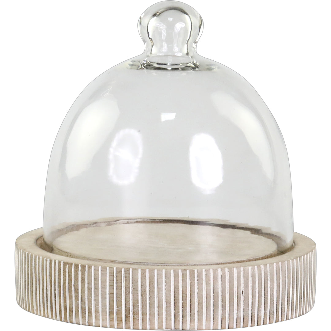 Chic Antique – Tours Glasglocke Ø15 cm – Natur Mangoholz und Glas