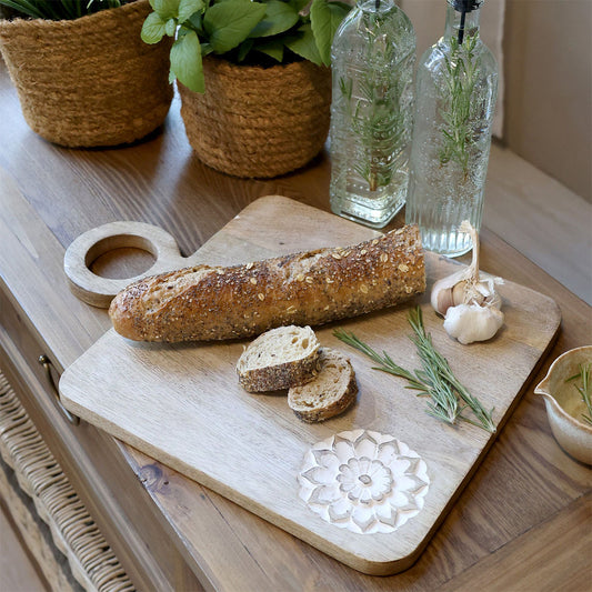 Chic Antique – Tours Tapasbrett mit Schnitzerei in Natur – L40 cm