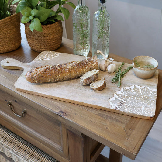 Chic Antique – Tours Servierplatte mit Schnitzerei in Natur – L45 cm