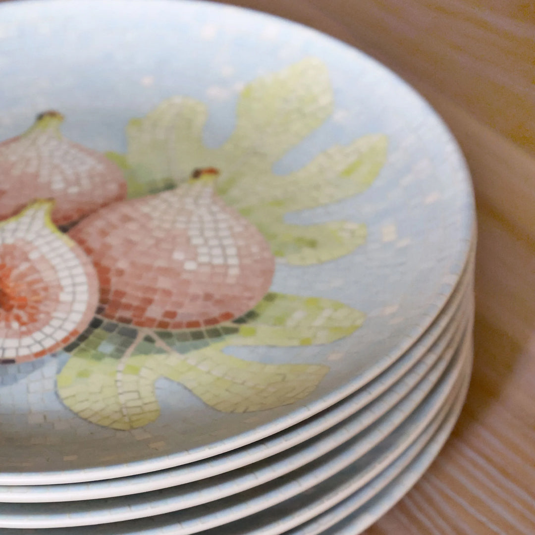 Chartres Teller mit Feigen in Mosaik – 6er-Set Ø26,5 cm – Skyblue und Cherry