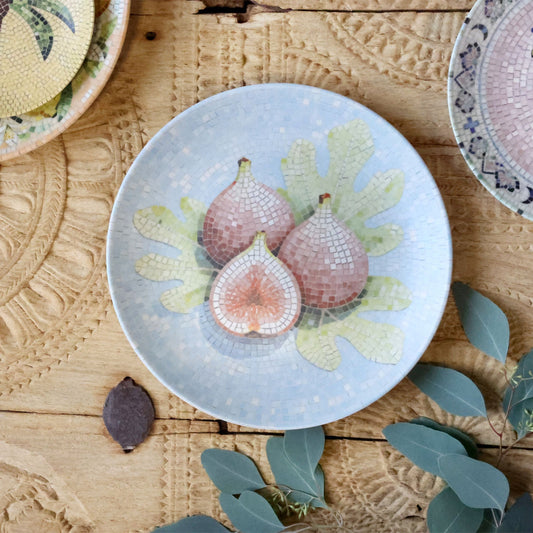 Chartres Teller mit Feigen in Mosaik – 6er-Set Ø26,5 cm – Skyblue und Cherry