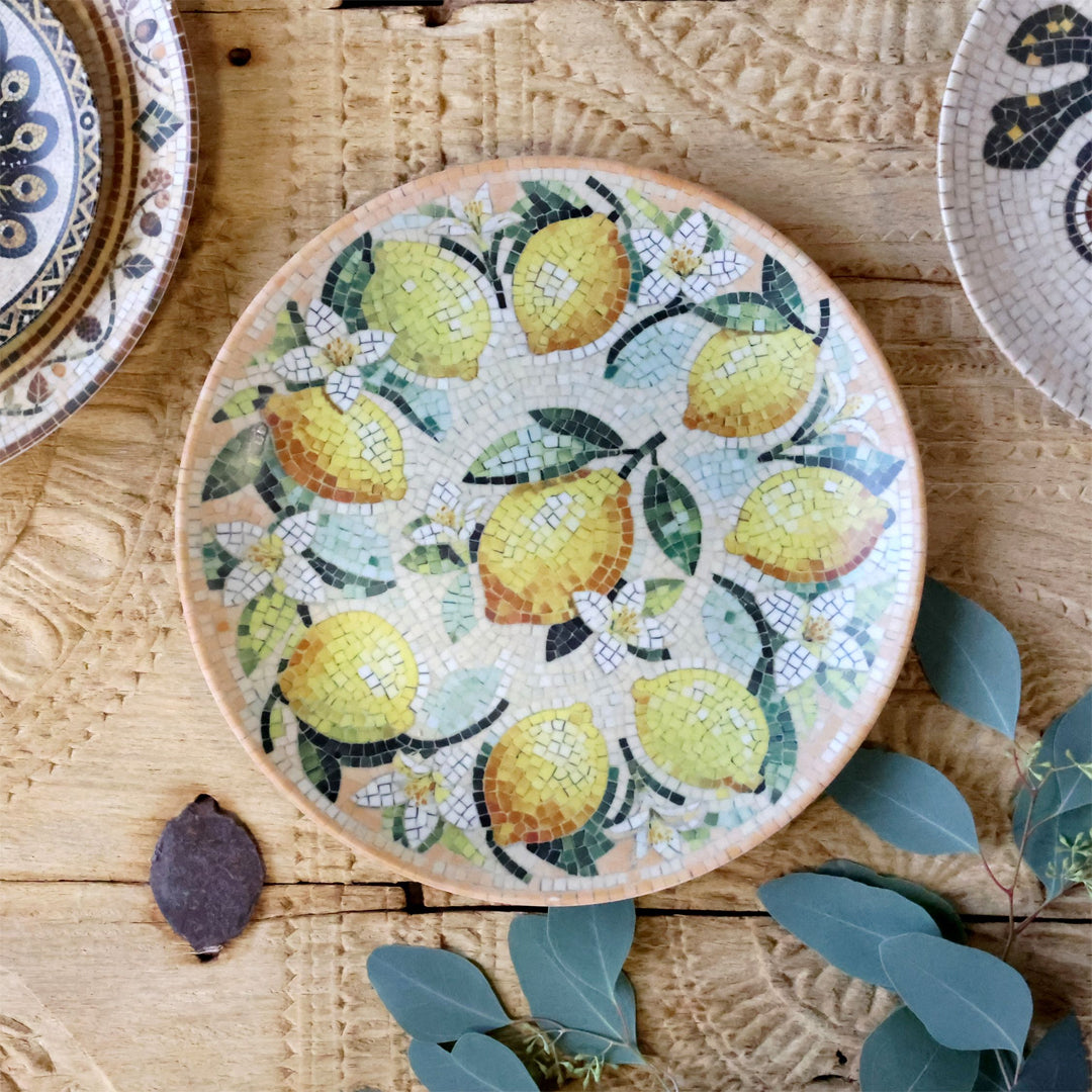 Chartres Teller mit Zitronen in Mosaik – 6er-Set Ø26,5 cm – Melone und Creme