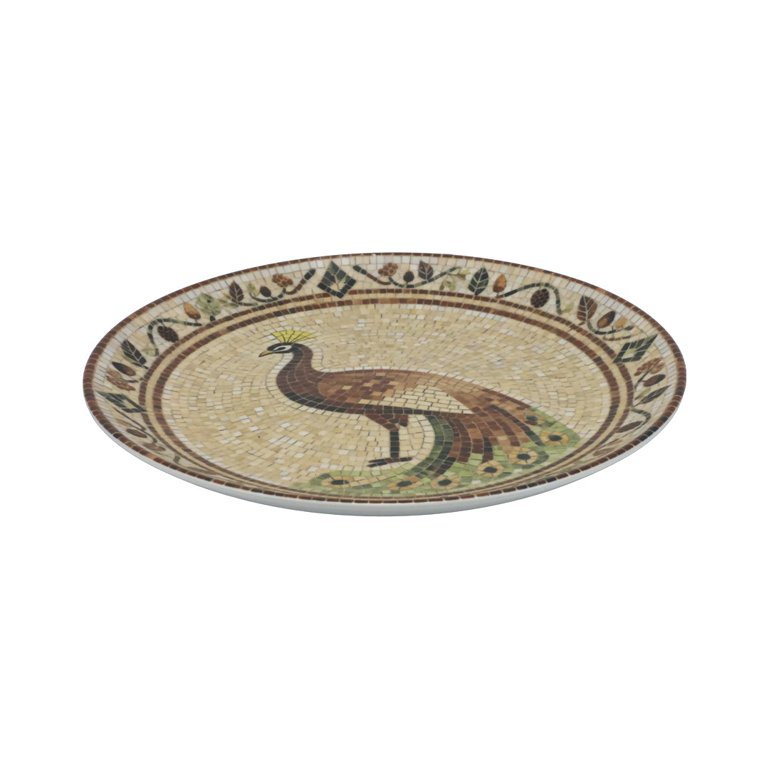 Chartres Teller mit Pfau in Mosaik – 6er-Set Ø26,5 cm – Beige und Mocca