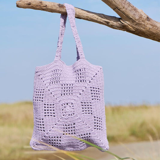 Gehäkelte Tasche – Staubiges Violett (40 x 40 cm)