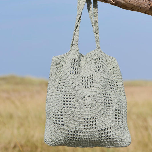 Ib Laursen - Gehäkelte Tasche – Staubgrün (40 x 40 cm)