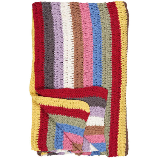 Ib Laursen – Gehäkelte Decke mit bunten Streifen 130x170 cm
