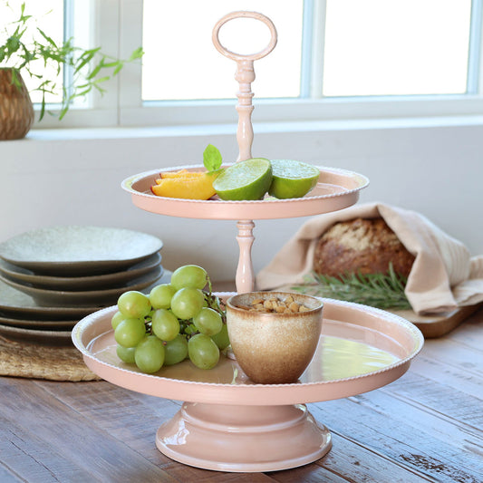 Chic Antique – Etagere mit 2 Etagen in Rosa – elegante Präsentation mit romantischem Touch
