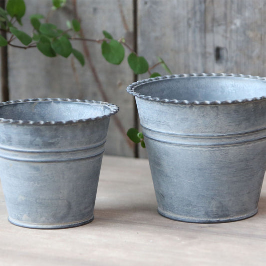 Chic Antique – Französische Übertöpfe – 2er-Set – Antique Zink
