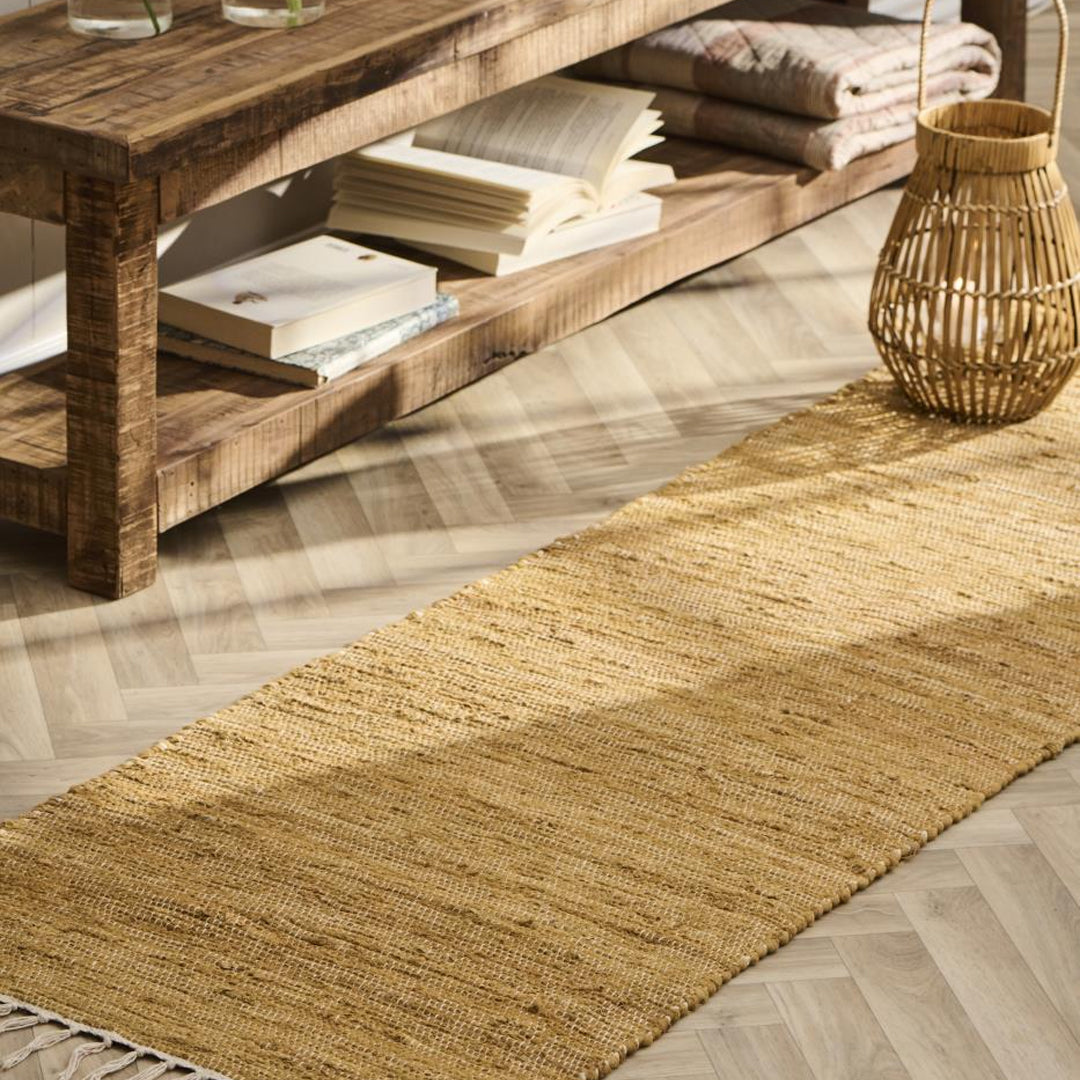 Ib Laursen – Flickenteppich – senfgelb, 60×250 cm