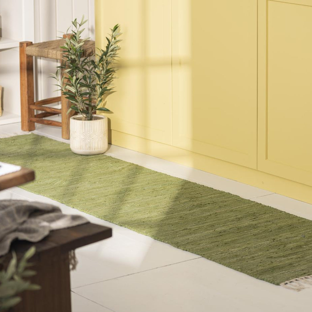 Ib Laursen – Flickenteppich – grün, 60×250 cm