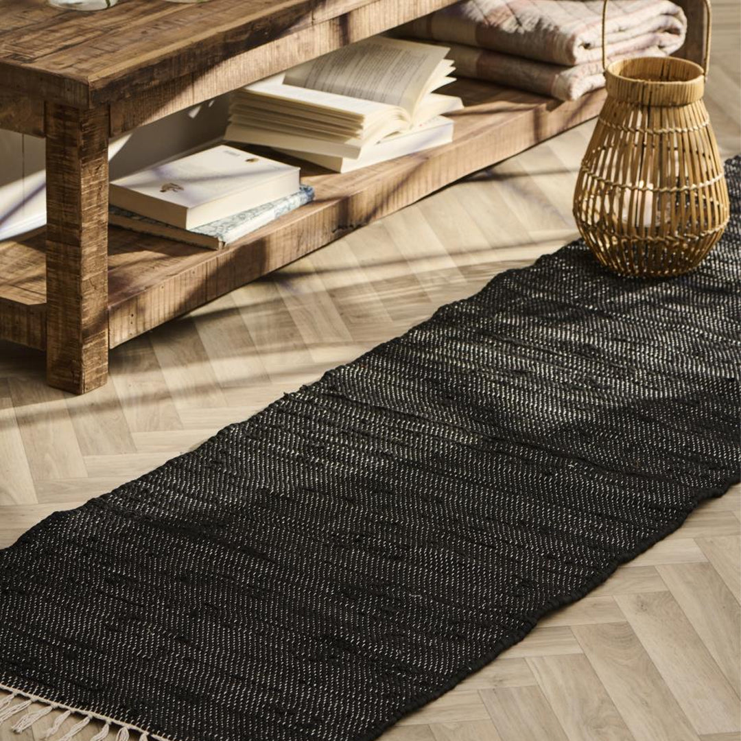 Ib Laursen – Flickenteppich – schwarz, 60×250 cm