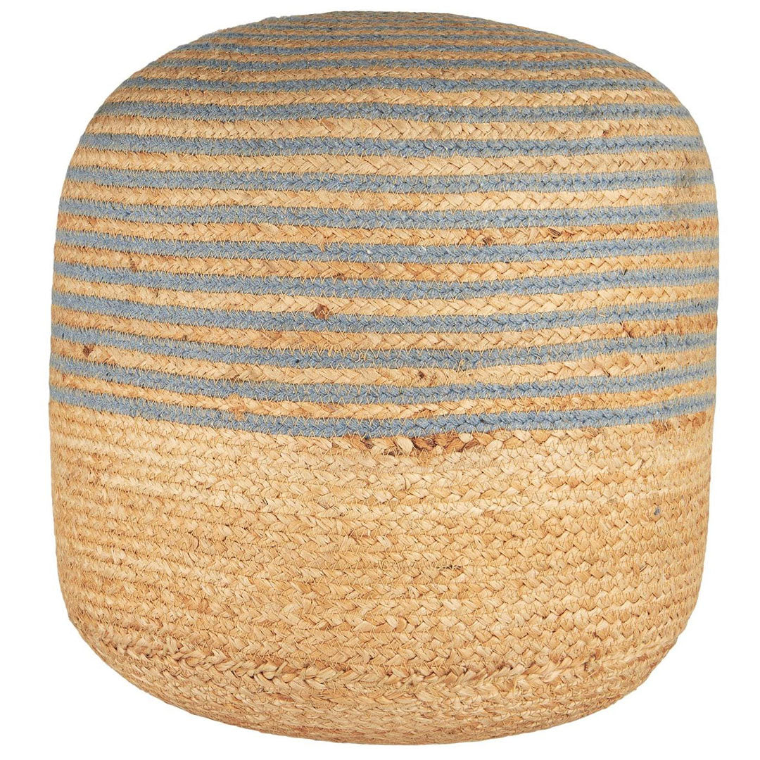 Ib Laursen – Pouf aus Jute mit blauen Baumwollstreifen
