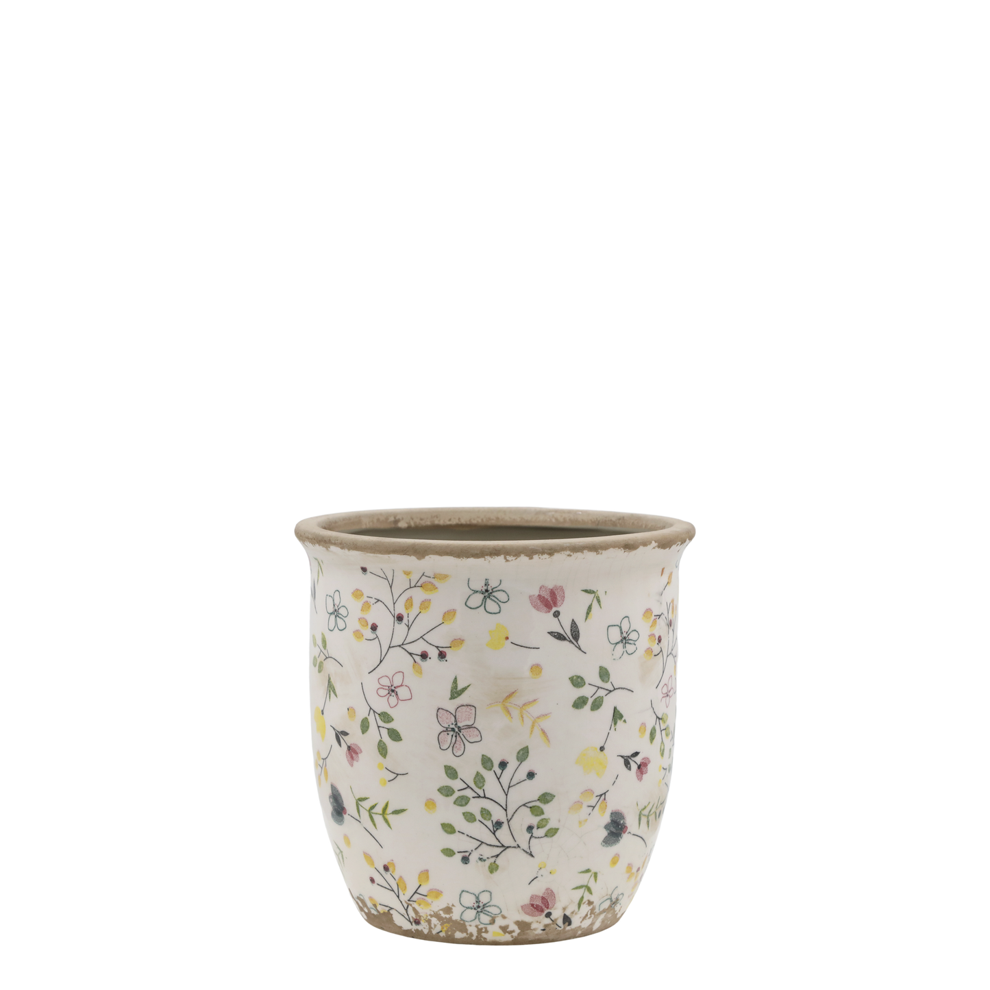 Chic Antique – Cavaillon Übertopf mit Blumenmotiv H14,5 / Ø14,5 cm Creme