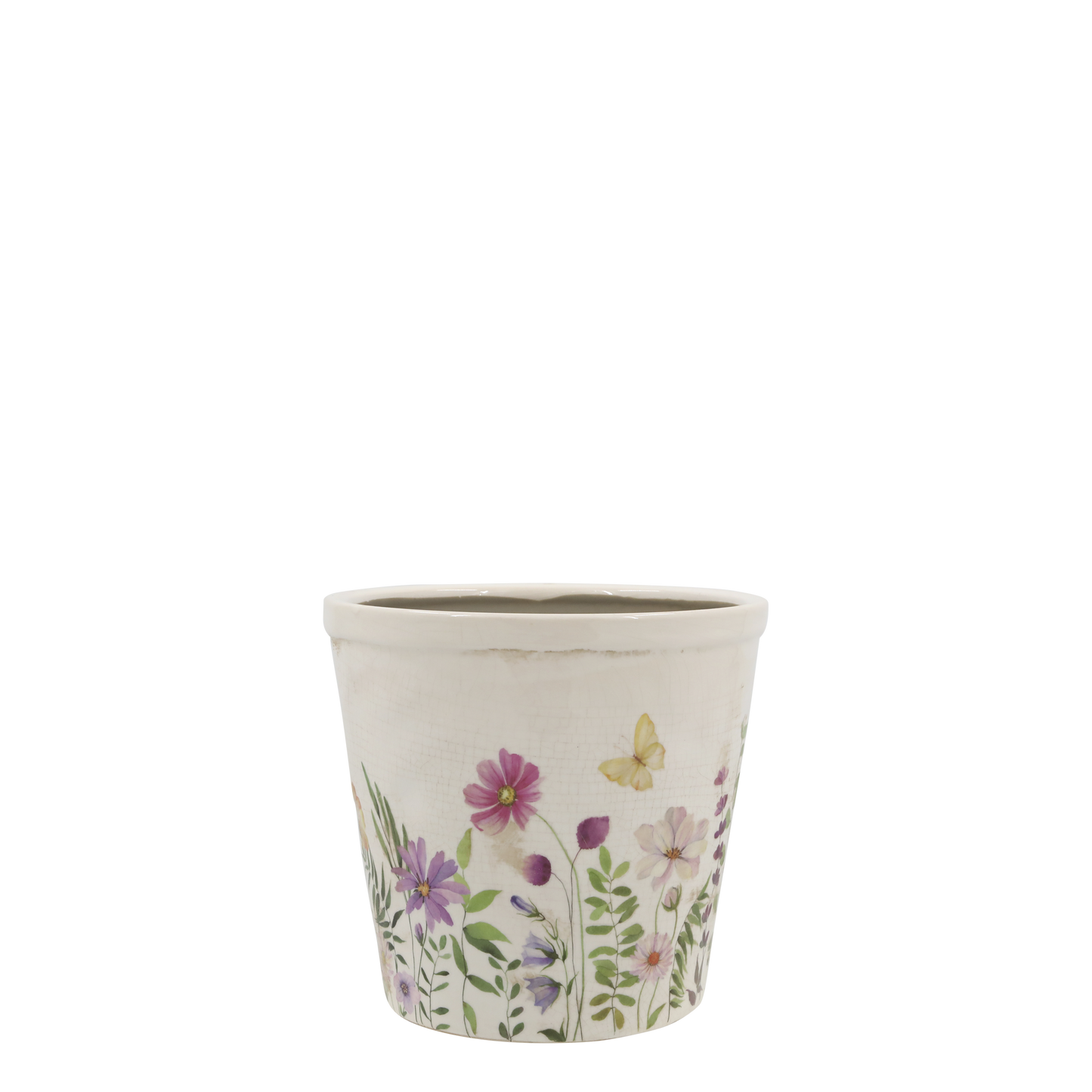 Chic Antique - Avignon Übertopf mit Blumenmotiv H13,5/Ø14,5 cm Creme