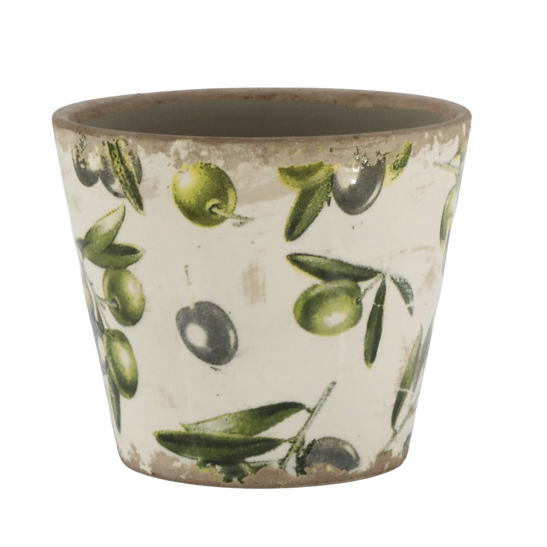 Chic Antique - Olive Versteck mit Olivenmuster - H9,5/Ø11 cm Creme