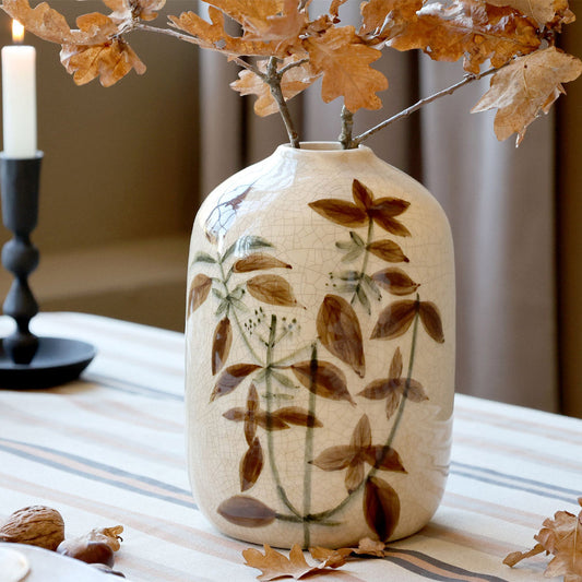 Chic Antique – Vase mit Blumenmotiv – H20,5/Ø14,5 cm, Creme
