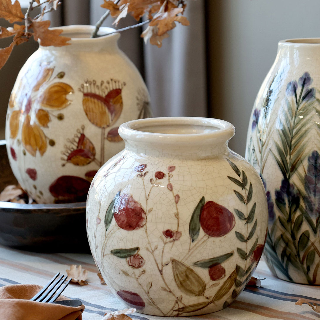 Chic Antique – Vase mit Blumenmotiv, H18/Ø18 cm, Creme