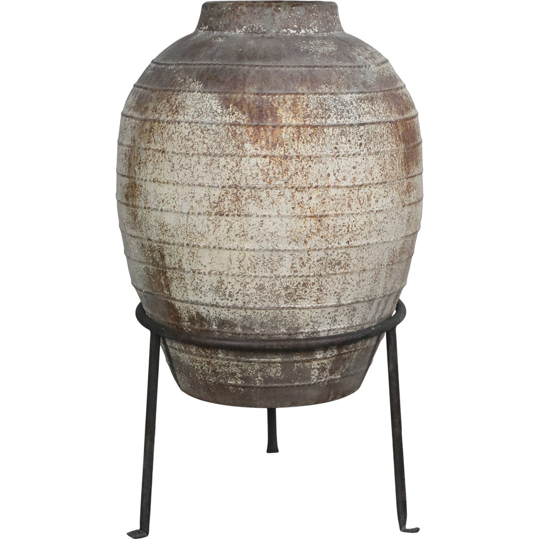 Chic Antique - Übertopf auf Ständer in Antik-Creme – elegante Pflanzenhalterung