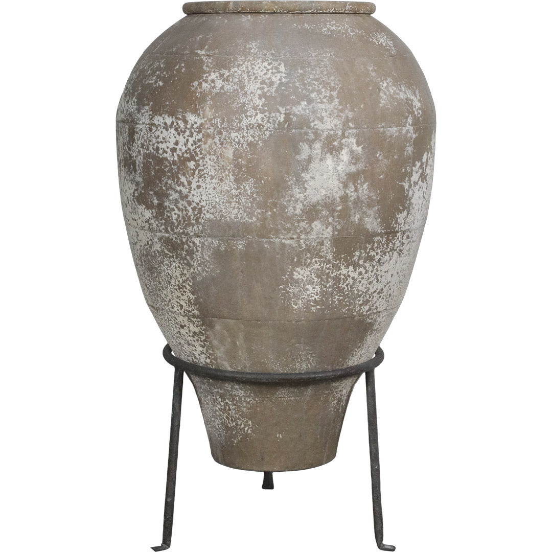 Chic Antique - Übertopf auf Ständer in Antik-Creme – dekorative Pflanzenhalterung