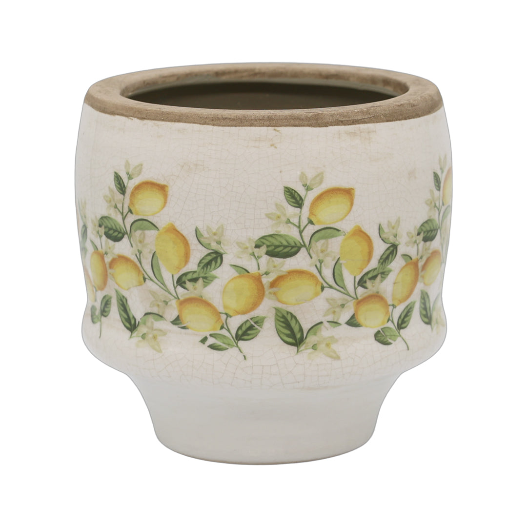 Chic Antique – Limone Blossom Übertopf mit Zitronen und Blumen – klein
