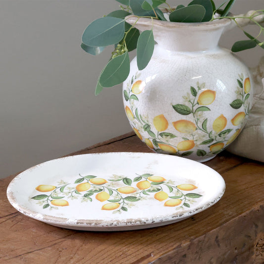 Chic Antique – Limone Blossom Platte mit Zitronen und Blumen