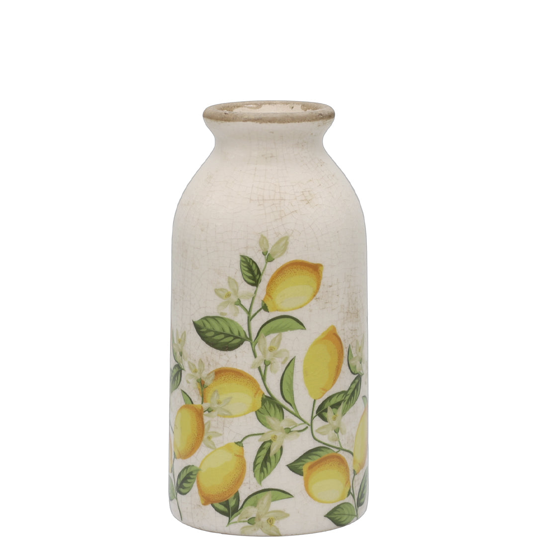 Chic Antique – Limone Blossom Flasche mit Zitronen und Blumen – klein