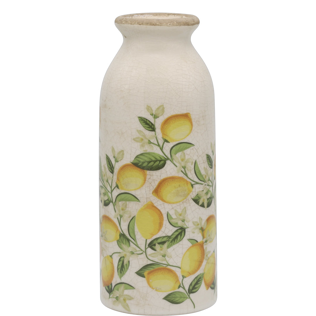 Chic Antique – Limone Blossom Flasche mit Zitronen und Blumen – groß