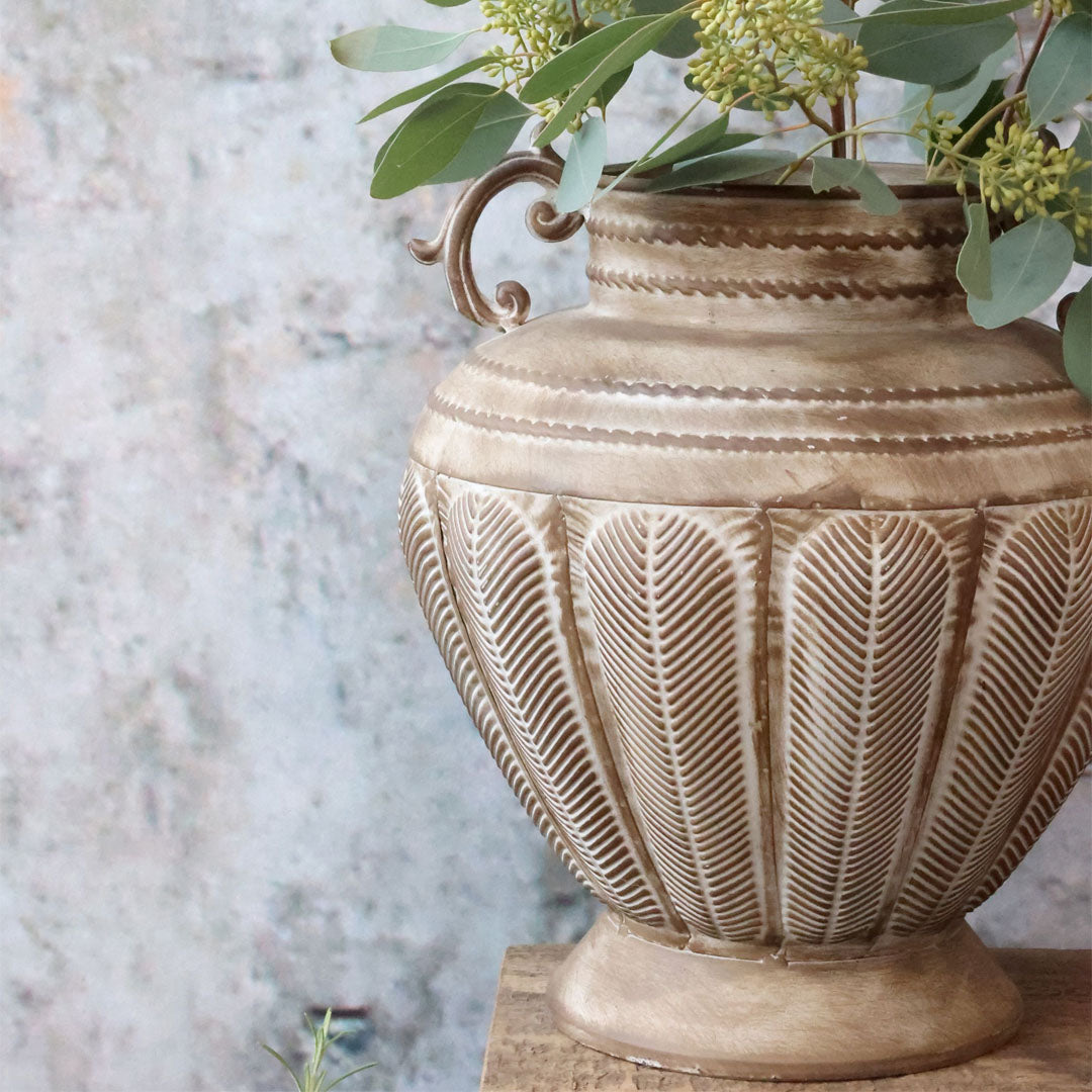 Chic Antique – Pflanzgefäß auf Fuß – H34/Ø28,5 cm – Antique Mocca