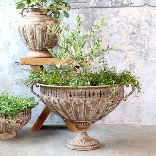 Chic Antique – Pflanzgefäß auf Fuß – H38/Ø56 cm – Antique Mocca