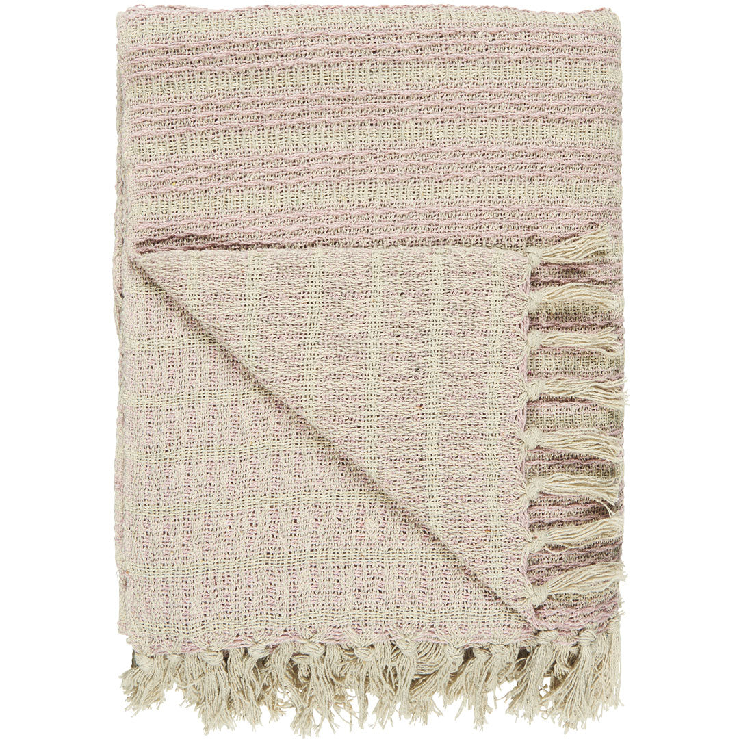 Ib Laursen – Plaid in Creme und Rosa mit Streifen – 130 x 160 cm