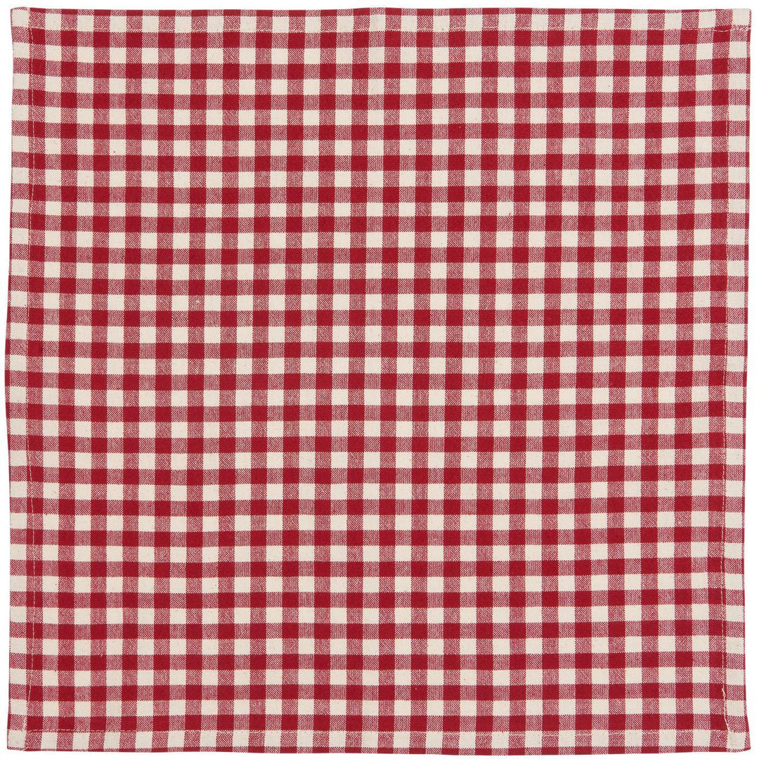 Ib Laursen - Stoffserviette Asta rot mit naturfarbenen kleinen Karos 40 x 40 cm