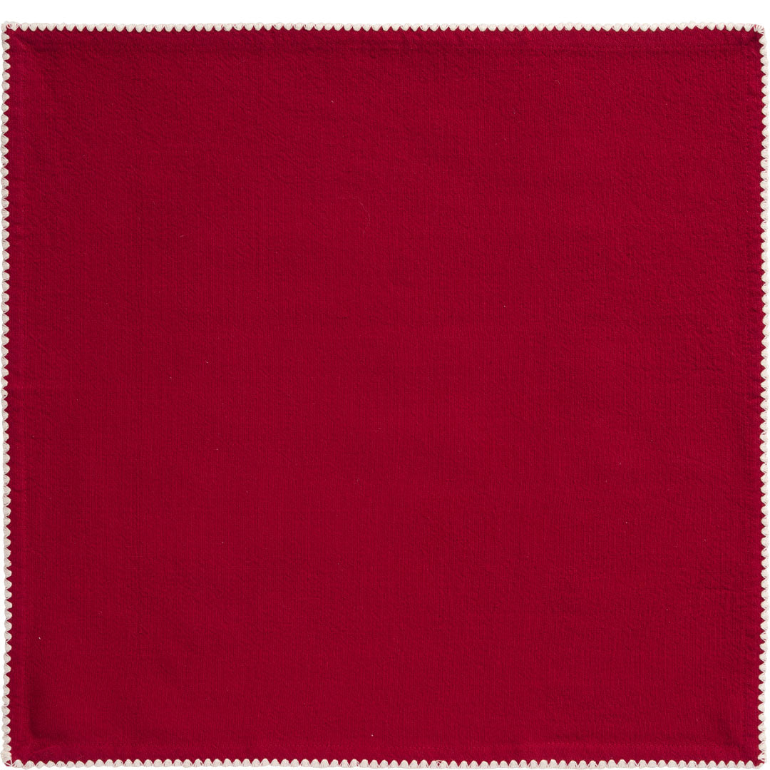 Ib Laursen – Stoffserviette Dagmar Rot mit weißen Ziernähten – 40 x 40 cm