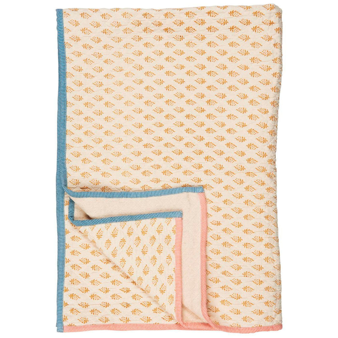 Ib Laursen – Plaid Vigga mit Senffarbenem Print – doppelt gewebt 130 x 170 cm