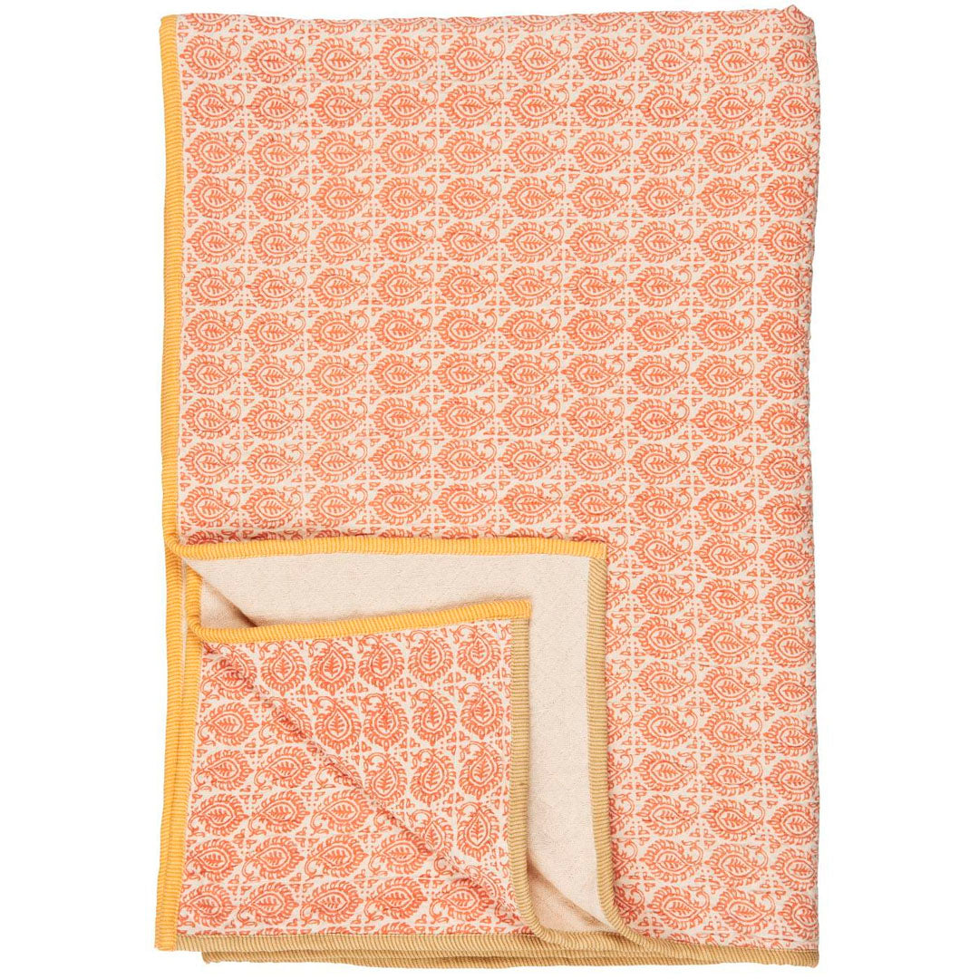 Ib Laursen – Plaid Vigga mit orangefarbenem Print – doppelt gewebt 130 x 170 cm