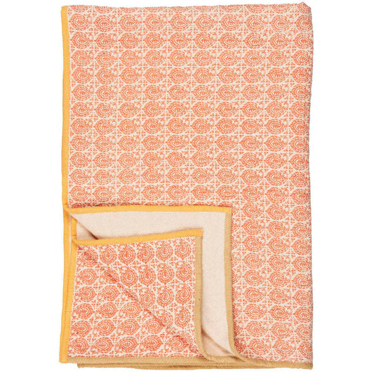 Ib Laursen – Plaid Vigga mit orangefarbenem Print – doppelt gewebt 130 x 170 cm