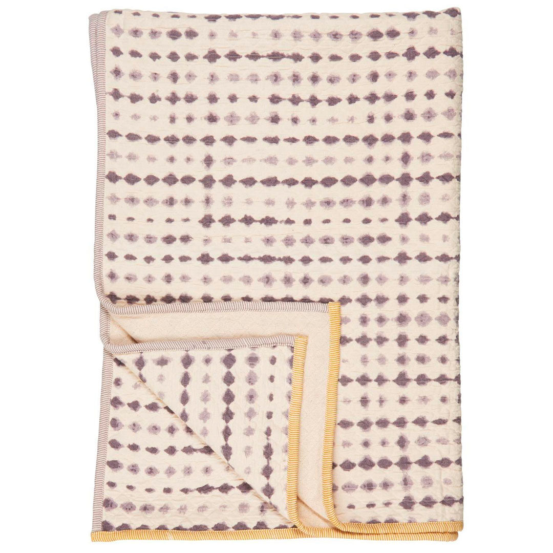 Ib Laursen – Plaid Vigga mit lila Print – doppelt gewebt 130 x 170 cm