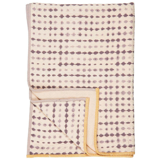 Ib Laursen – Plaid Vigga mit lila Print – doppelt gewebt 130 x 170 cm