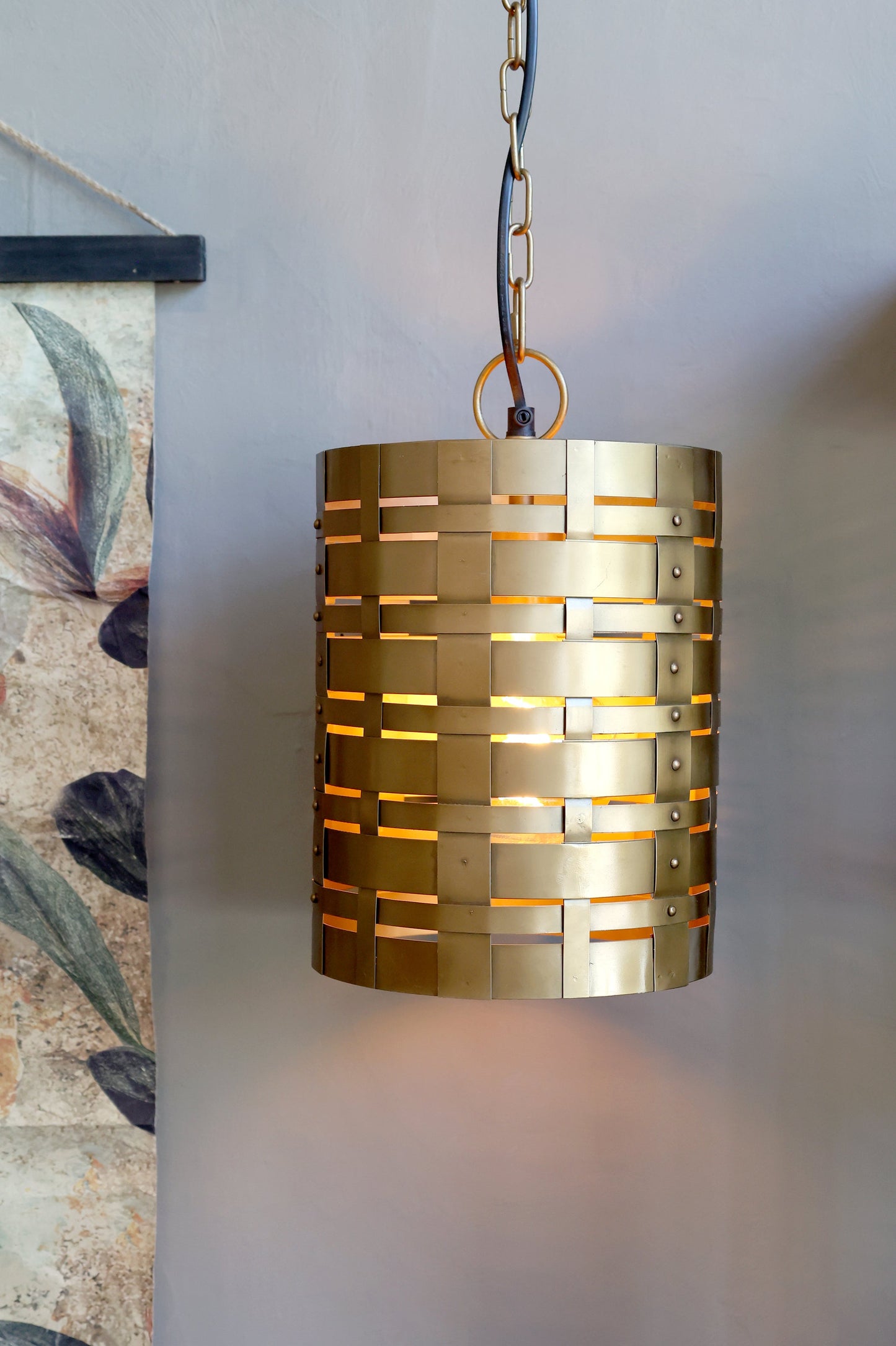 Chic Antique - Deckenlampe mit Muster – H31/Ø20 cm in Antik Messing