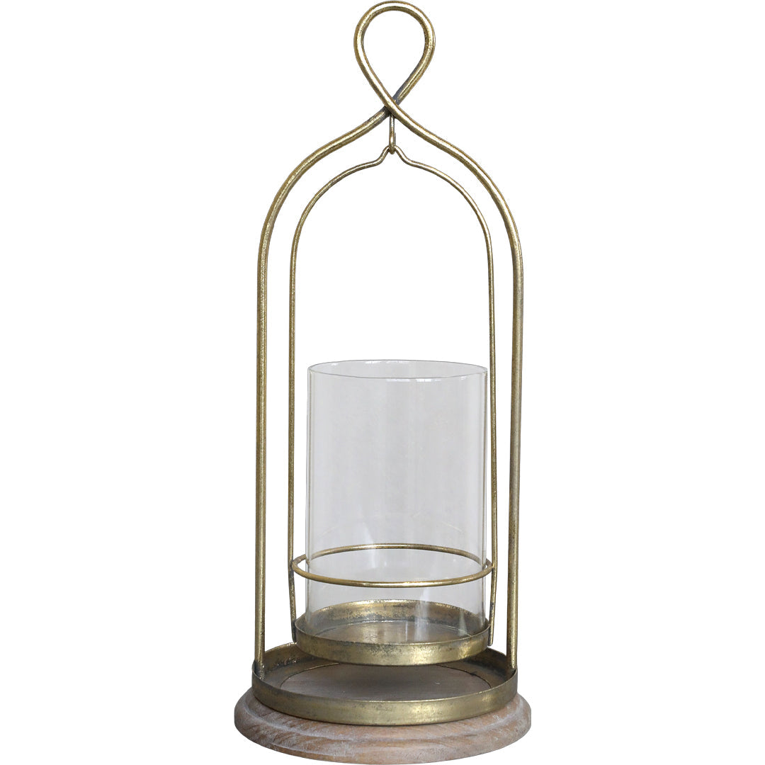 Chic Antique – Hurricane aus Glas und Eisen – Antikmessing H34 cm