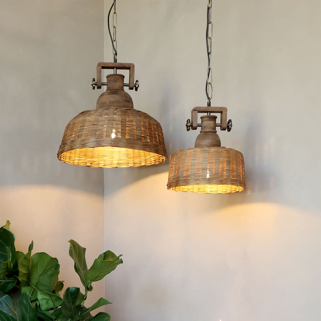 Chic Antique - Lampe aus Rattan - H33/Ø31 cm Natur klein