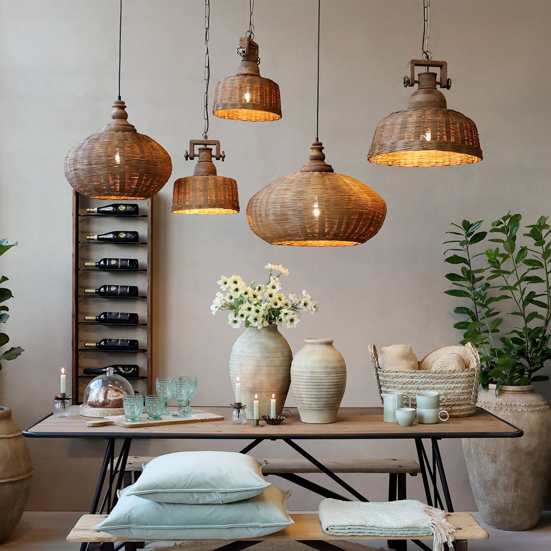 Chic Antique - Lampe aus Rattan - H33/Ø31 cm Natur klein
