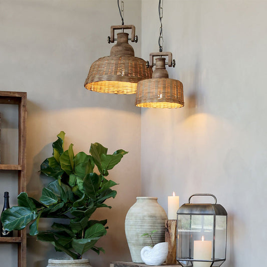 Chic Antique - Lampe aus Rattan - H33/Ø31 cm Natur klein
