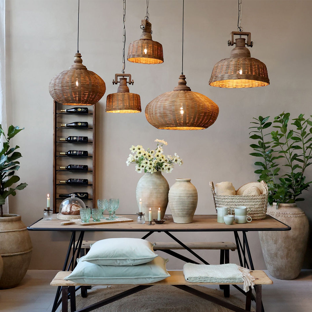 Chic Antique - Lampe aus Rattan - H43/Ø50 cm Natur groß