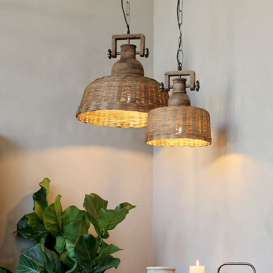 Chic Antique - Lampe aus Rattan - H43/Ø50 cm Natur groß