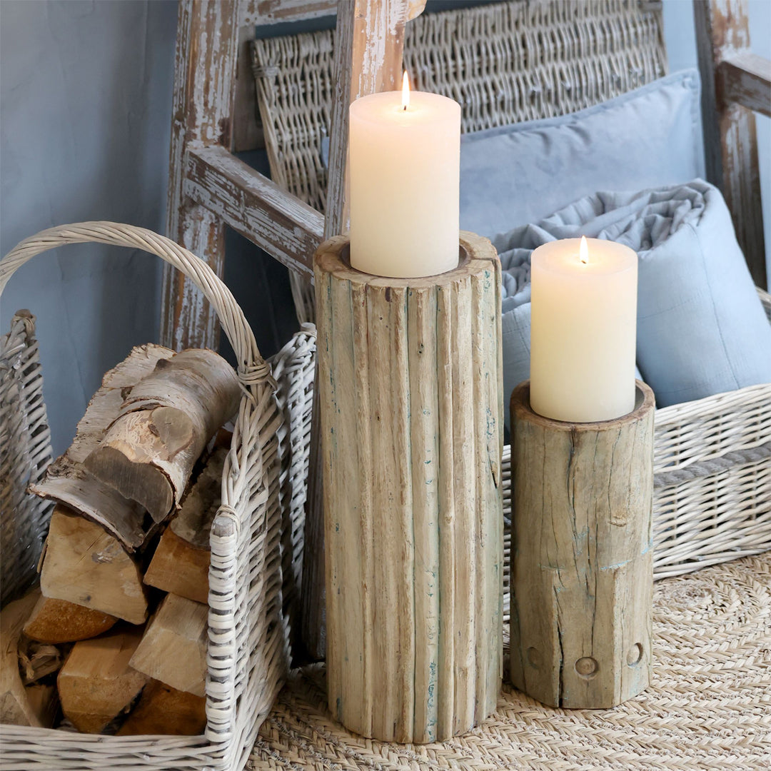 Chic Antique – Grimaud Kerzenständer aus Recyclingholz – Natur H30 cm – Kleines Modell