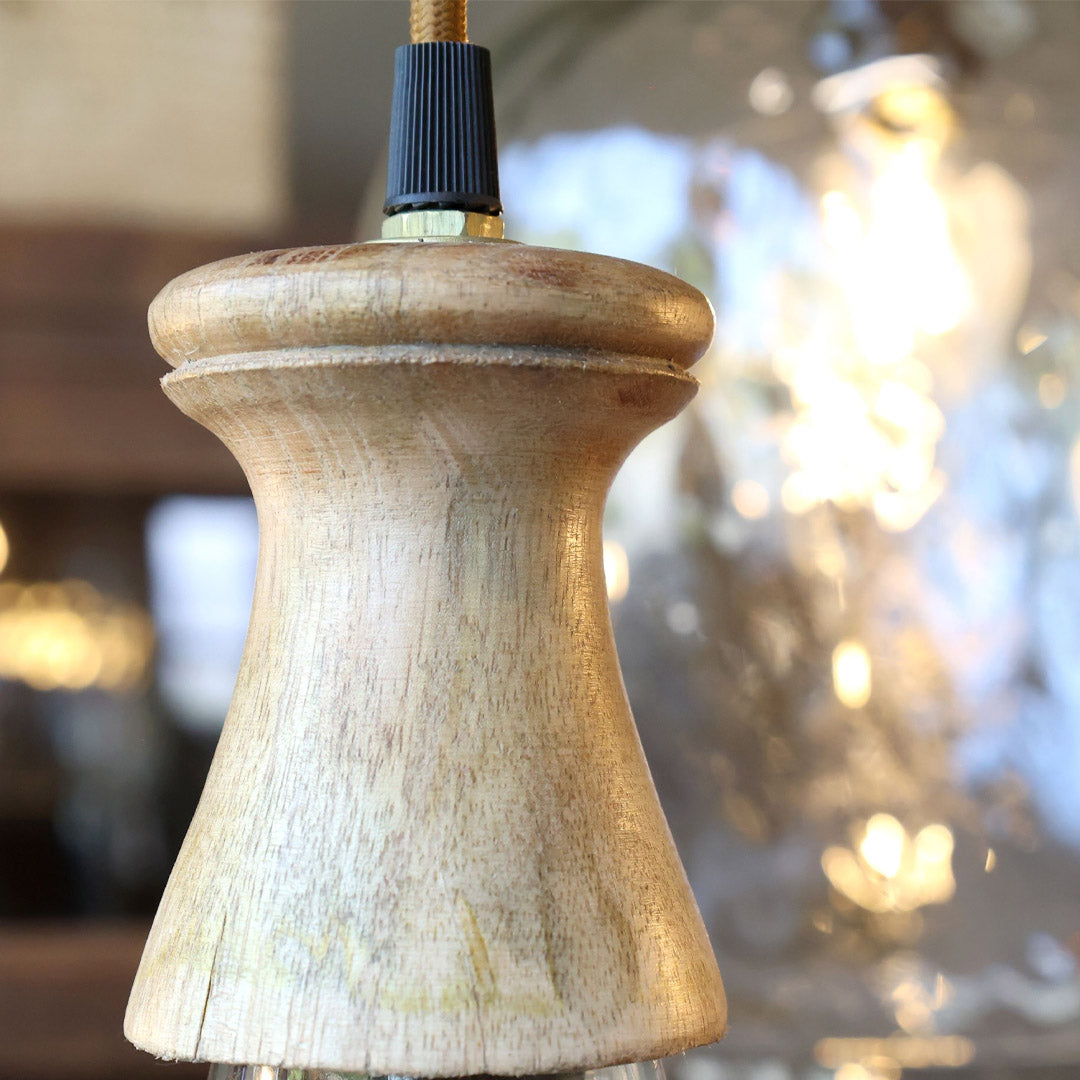 Chic Antique - Lampe mit Holztop – Klar, H31/Ø21 cm
