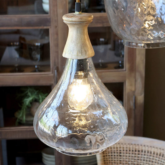 Chic Antique - Lampe mit Holztop – Klar, H31/Ø21 cm