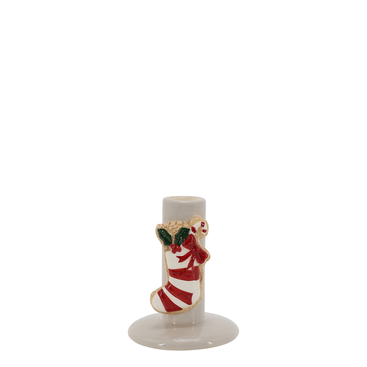 Chic Antique – Kerzenhalter mit Weihnachtsstrumpf – H10 × Ø8 cm – Creme