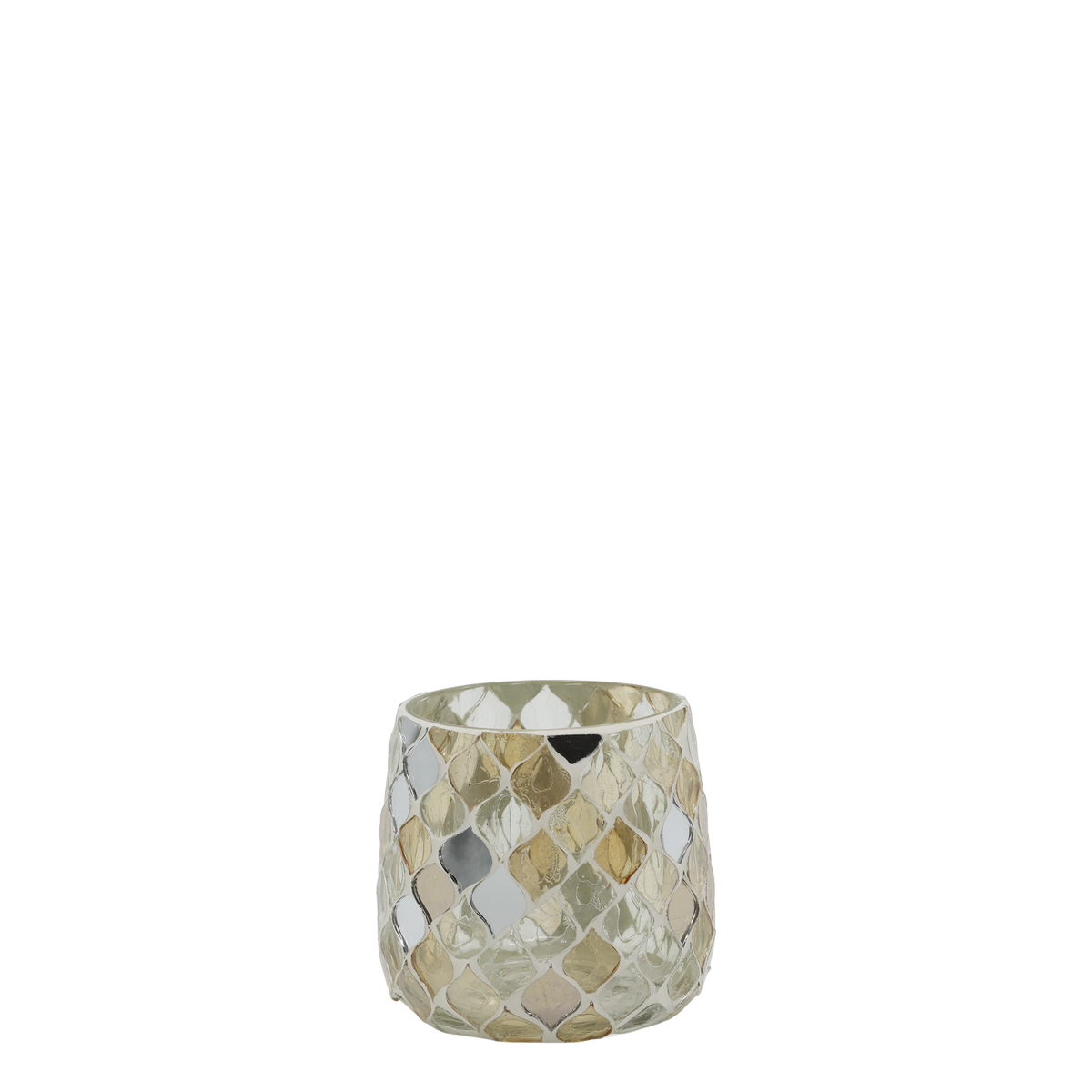 Chic Antique – Windlicht mit Mosaik – H8 x Ø8 cm – Champagner