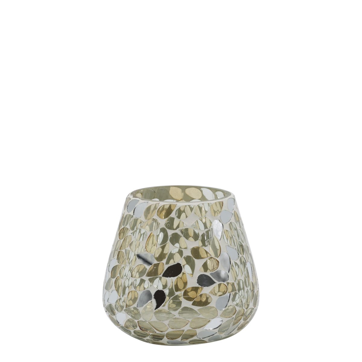 Chic Antique – Windlicht mit Mosaik – H12 x Ø11 cm – Champagner